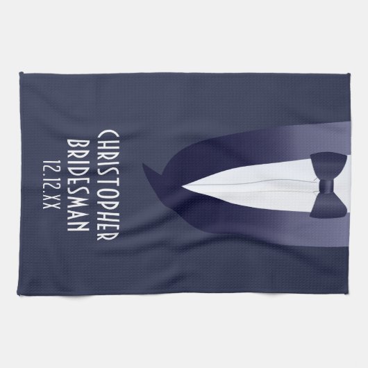 Grappige Blue Tuxedo Wedding Bow Stropdas Keuken H Theedoek (Horizontaal)