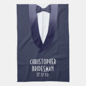 Grappige Blue Tuxedo Wedding Bow Stropdas Keuken H Theedoek (Verticaal)