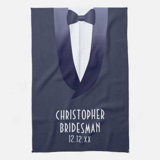 Grappige Blue Tuxedo Wedding Bow Stropdas Keuken H Theedoek (Verticaal)