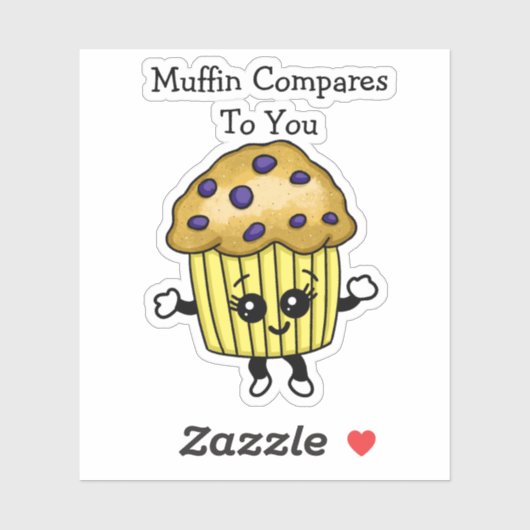 Grappige Blueberry Muffin Woordspeling, Muffin Ver Sticker (Vel)