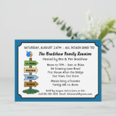 Grappige Bluebird familie reünie uitnodiging (Staand voorkant)