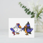 Grappige Bluebirds bruid en bruidegom bruiloft Briefkaart (Staand voorkant)
