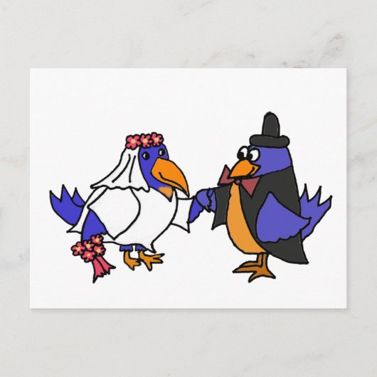 Grappige Bluebirds bruid en bruidegom bruiloft Briefkaart (Voorkant)