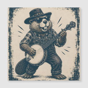 Grappige Bluegrass Bever Retro Country Muziek Kuns