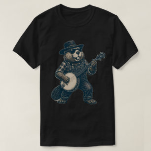 Grappige Bluegrass Bever Vintage Country Muziek Ku T-shirt