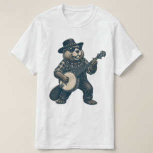 Grappige Bluegrass Bever Vintage Country Muziek Ku T-shirt