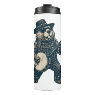Grappige Bluegrass Bever Vintage Country Muziek Ku Thermosbeker