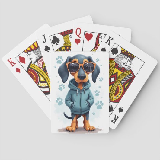 Grappige Bluetick Coonhound Kawaii Hond Pokerkaarten (Achterkant)