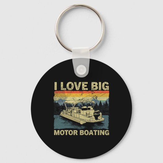Grappige Boater Ik hou van grote motorboot varen Sleutelhanger (Voorkant)