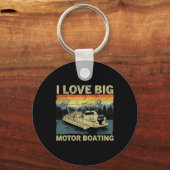 Grappige Boater Ik hou van grote motorboot varen Sleutelhanger (Voorkant)
