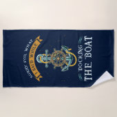 Grappige Boating Gag Moderne Familie Strand Vakant Strandlaken (Voorkant)