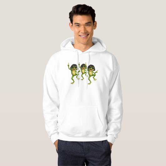 Grappige Bob-kapsel Kikker Meme Witte Hoodie (Voorkant volledig)
