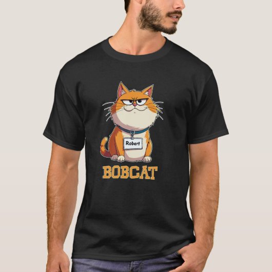 Grappige Bobcat Kat Heet Robert Bijnaam Bob Pun Gr T-shirt (Voorkant)