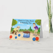 Grappige Bocce Bal Verjaardagstaart Competitie Kaart (Voorkant)