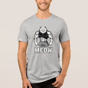 Grappige bodybuilder kat laat enorme spieren zien Tri-Blend shirt