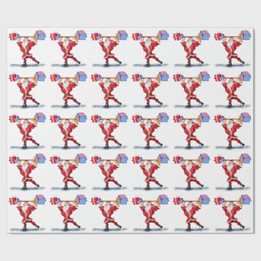 Grappige Bodybuilder Sinterklaas Wrapping Paper Gi Cadeaupapier (Vlak)