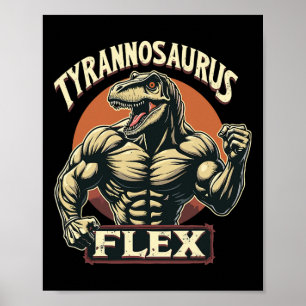 Grappige Bodybuilder Tyrannosaurus Flex Gym T-rex Poster