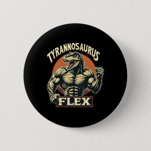 Grappige Bodybuilder Tyrannosaurus Flex Gym T-rex  Ronde Button 5,7 Cm