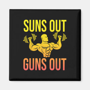 Grappige Bodybuilding Fitness Sun's Out Pistolen u Magneet