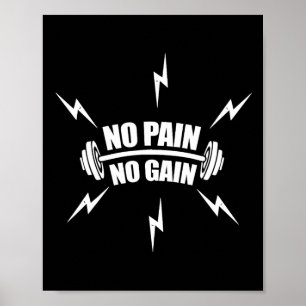 Grappige bodybuilding geen pijn geen winst' met du poster