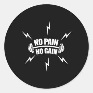 Grappige bodybuilding geen pijn geen winst' met du ronde sticker