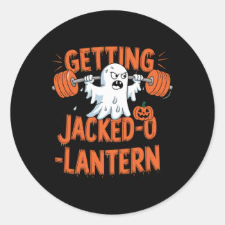 Grappige Bodybuilding Ghost Gym Halloween Gewichts Ronde Sticker