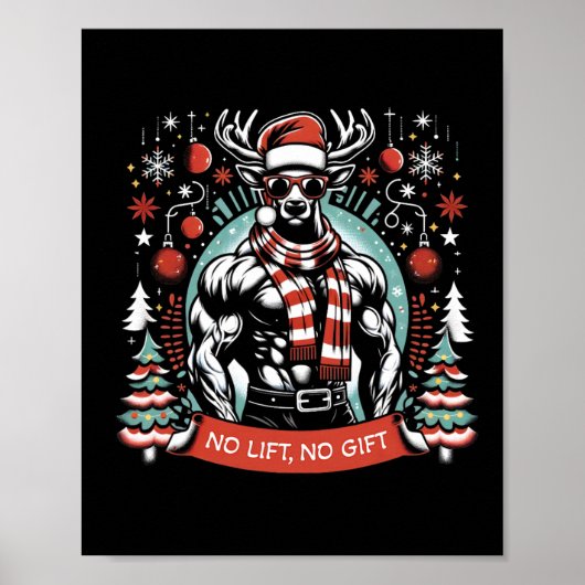 Grappige Bodybuilding voor Christmas Party Workout Poster (Voorkant)