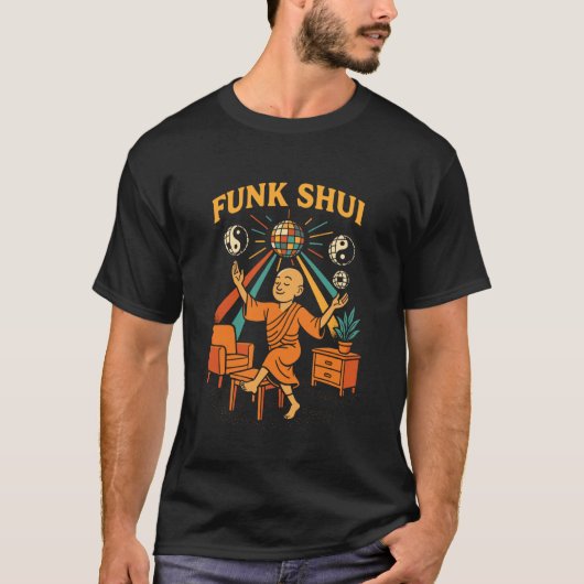 Grappige Boeddhistische Monnik Retro Disco Bal Yin T-shirt (Voorkant)