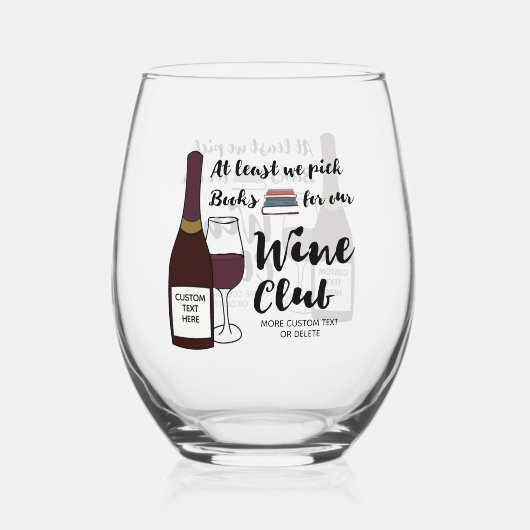 Grappige boek groep echt wijn club aangepaste wijnglas zonder voet (Achterkant)