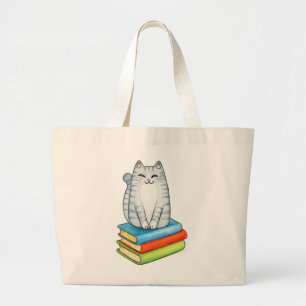 Grappige Boek Liefhebber Boekenwurm Lezend Kitty C Grote Tote Bag
