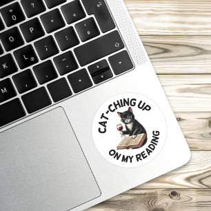 Grappige Boeken Drankkat Lezen Ronde Sticker