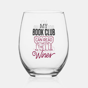 Grappige boekenclub wijn wijnglas zonder voet