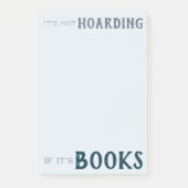 Grappige boekenliefhebber "It's Not Hoarding" Blue Post-it® Notes (Voorkant)