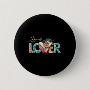 Grappige boekenliefhebber vintage boekworm bloem l ronde button 5,7 cm