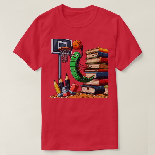 Grappige Boekenworm Basketbal Graphic voor lezers  T-shirt (Design voorkant)