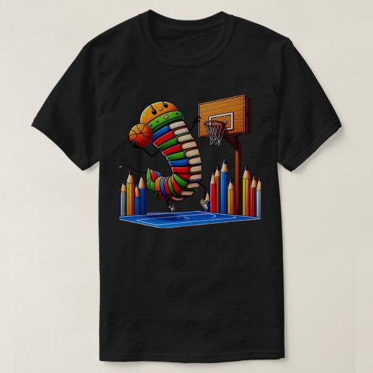 Grappige Boekenworm Basketbal Graphic voor lezers T-shirt (Design voorkant)