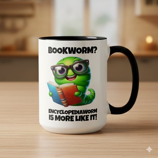 Grappige Boekenwurm? Eerder Encyclopediewurm! Mok