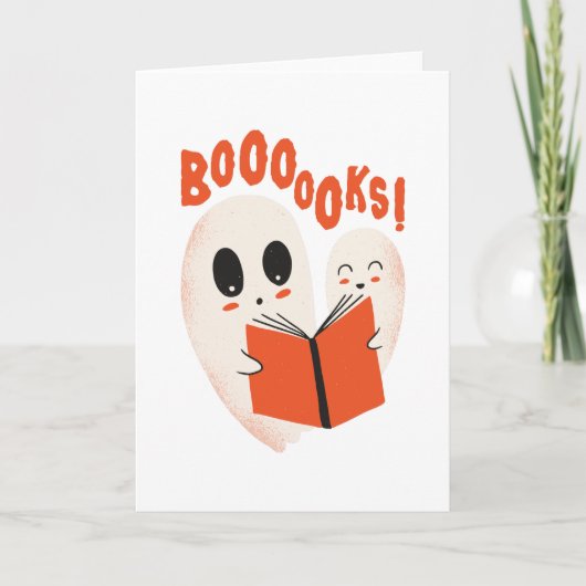 Grappige Boekenwurm Geest Halloween Kostuum Boooek Kaart (Voorkant)