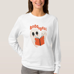 Grappige Boekenwurm Geest Halloween Kostuum Booooo T-shirt