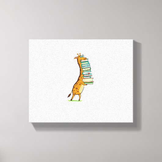 Grappige boeklezende giraffe Ik hou van mijn bibli Canvas Afdruk (Voorkant)