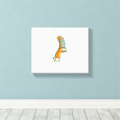 Grappige boeklezende giraffe Ik hou van mijn bibli Canvas Afdruk (Insitu (Houten vloer))