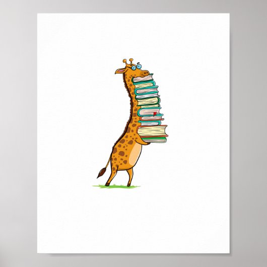 Grappige boeklezende giraffe Ik hou van mijn bibli Poster (Voorkant)