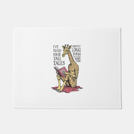 Grappige boekliefhebber Giraffe Long Form Tall Tal Deurmat (Voorkant)