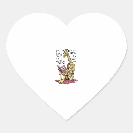 Grappige boekliefhebber Giraffe Long Form Tall Tal Hart Sticker (Voorkant)