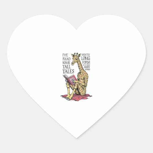 Grappige boekliefhebber Giraffe Long Form Tall Tal Hart Sticker (Voorkant)