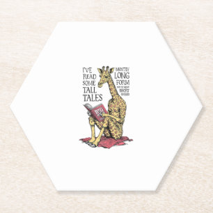 Grappige boekliefhebber Giraffe Long Form Tall Tal Kartonnen Onderzetters