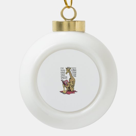 Grappige boekliefhebber Giraffe Long Form Tall Tal Keramische Bal Ornament (Voorkant)