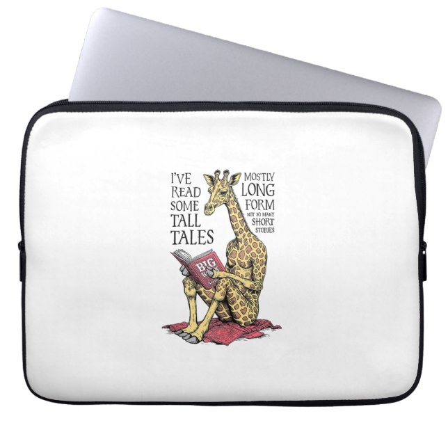Grappige boekliefhebber Giraffe Long Form Tall Tal Laptop Sleeve (Voorkant)