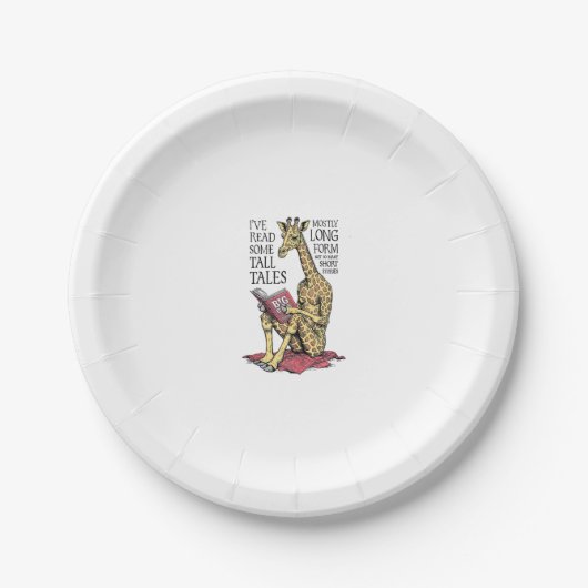 Grappige boekliefhebber Giraffe Long Form Tall Tal Papieren Bordje (Voorkant)