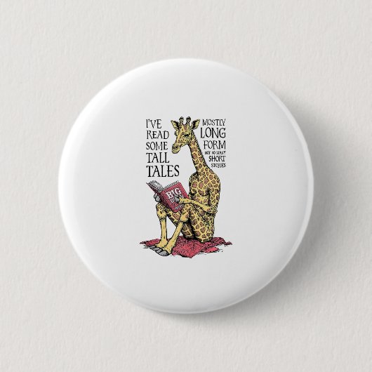 Grappige boekliefhebber Giraffe Long Form Tall Tal Ronde Button 5,7 Cm (Voorkant)